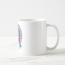 Blue Ribbon blanco rojo Tazas