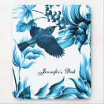 Bluebird + Cojín de ratón de las flores - belleza  Alfombrillas De Ratón