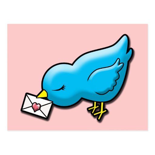 Bluebird con la letra de amor postales