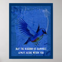 Bluebird del poster de motivación de la felicidad