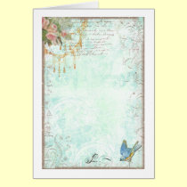 Bluebird y borlas franceses tarjetas