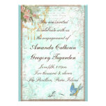 Bluebird y invitación rosada del compromiso de los