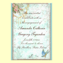 Bluebird y invitación rosada del compromiso de los invitaciones