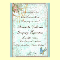 Bluebird y invitación rosada del compromiso de los invitaciones