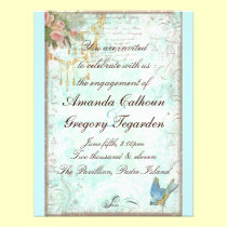 Bluebird y invitación rosada del compromiso de los invitaciones