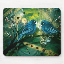 Bluebirds en una rama alfombrillas de ratones
