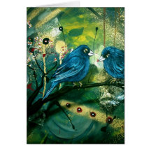 Bluebirds en una rama tarjetón