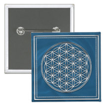 Blume des Lebens -Flower of life - Silber Anstecknadelbutton