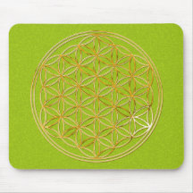 Blume des Lebens / gold big green splatter BG Mauspads