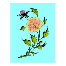 Blumen chinesisch chinese flowers postkarte