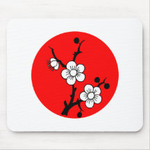 Blüten Zweig rote Sonne blossoms twig red sun Mousepads