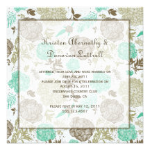 Boda abstracto floral verde oliva del poste del mo invitacion personalizada