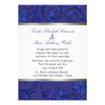 Boda azul del damasco de Fleur Anuncio Personalizado