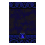 Boda azul y negro del cordón del gótico papeleria de diseño