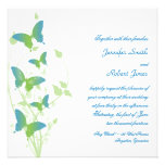 Boda azul y verde de la vid de la mariposa invitaciones