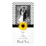 Boda blanco negro del girasol del lunar tarjeta personal
