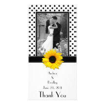 Boda blanco negro del girasol del lunar tarjeta personal