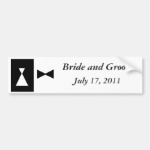Boda blanco y negro etiqueta de parachoque