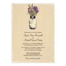Boda colgante rústico del tarro de albañil invitaciones personales 