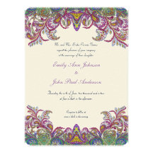 Boda colorido del damasco de Paisley del pavo real Anuncio