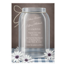 Boda de Brown azul de la margarita del tarro de al Invitaciones Personalizada