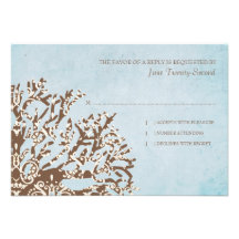 Boda de playa coralino de Brown y del trullo RSVP Invitaciones Personalizada