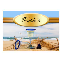 Boda de playa del número de la tabla tarjeta de negocio