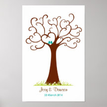 Boda del árbol de la huella dactilar - Heartastic  Poster