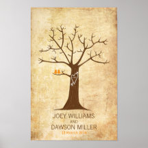 Boda del árbol de la huella dactilar (vintage) posters