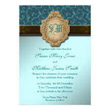 Boda del cordón del oro del marrón azul anuncios  