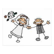 Boda del dibujo animado postales