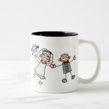 Boda del dibujo animado tazas