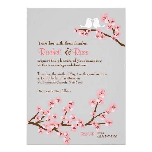 Boda del jardín de la flor de cerezo invitaciones personalizada