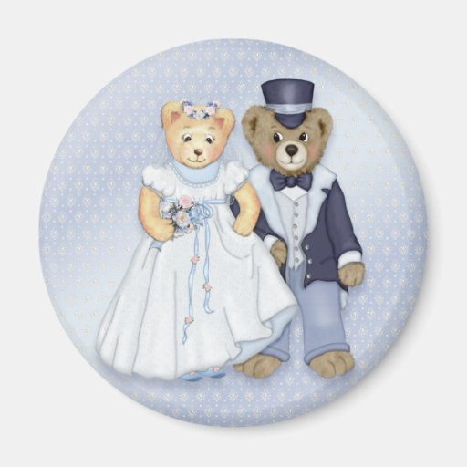 Boda del oso de peluche - personalizar imán