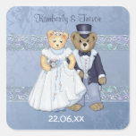 Boda del oso de peluche - personalizar pegatinas cuadradases