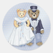Boda del oso de peluche - personalizar etiquetas redondas