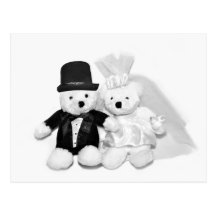 Boda del oso de peluche postal
