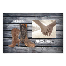 boda del país de las botas de vaquero del barnwood fotografia