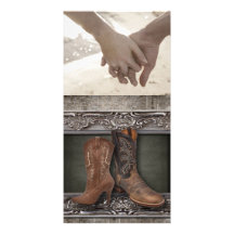 boda del país de las botas de vaquero del damasco  tarjeta fotografica  