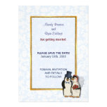Boda del pingüino - ahorre la fecha comunicado personalizado