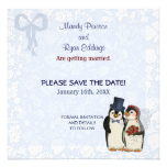 Boda del pingüino - ahorre la fecha invitacion personal 