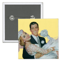 Boda del vintage, novia que lleva del novio, recie pins