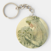 Boda del vintage, retrato nupcial de la novia del  llavero personalizado