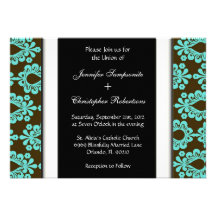 Boda elegante de Brown lindo y del damasco verde d Invitaciones Personales