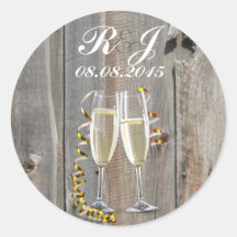 boda elegante del país de los vidrios del champán  etiqueta