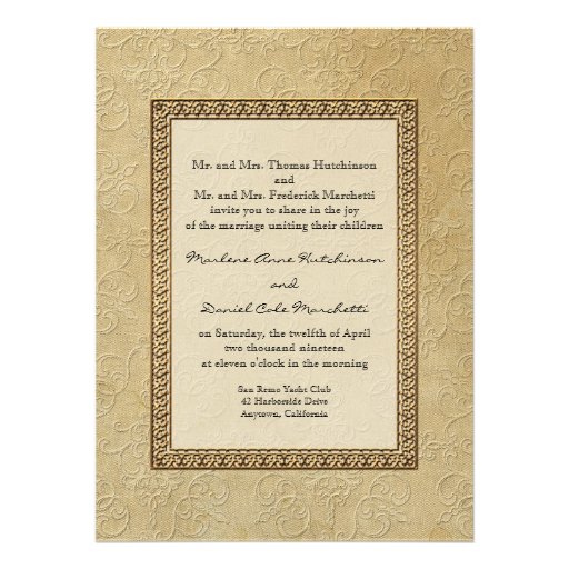 Boda elegante formal floral del damasco del brocad invitación
