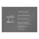 Boda elegante simple del gris de carbón de leña de invitaciones personalizada