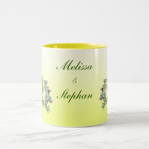 Boda floral amarillo taza