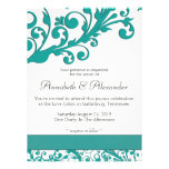Boda floral azul elegante invitación