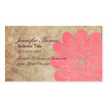 Boda floral de la dalia rosada del vintage tarjeta de visita